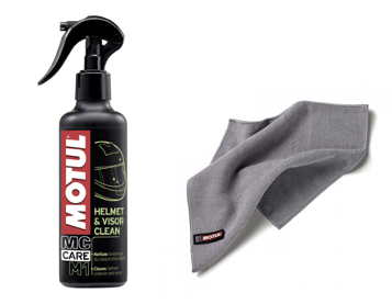 HELMET & VISOR CLEAN 250ML WITH MICROFIBRE CLOTH - 