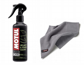 HELMET & VISOR CLEAN 250ML WITH MICROFIBRE CLOTH